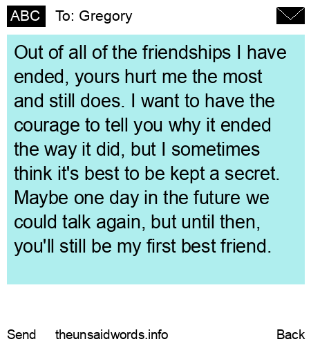 unsent message to Gregory