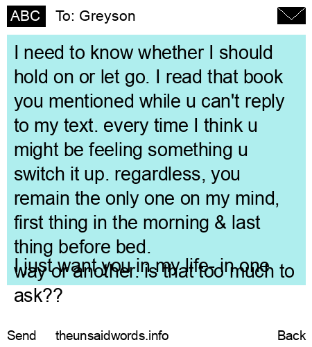unsent message to Greyson