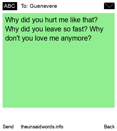 unsent message to Guenevere