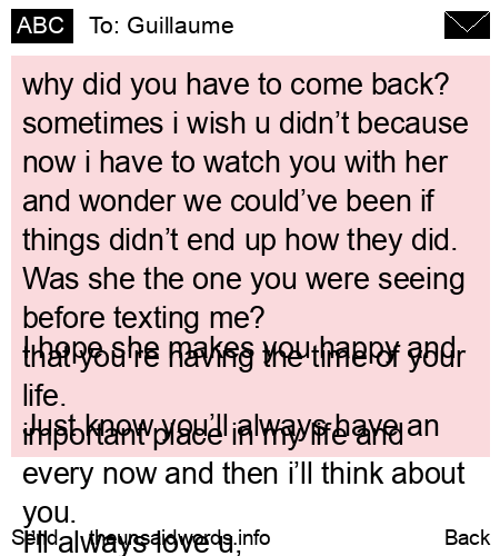 unsent message to Guillaume