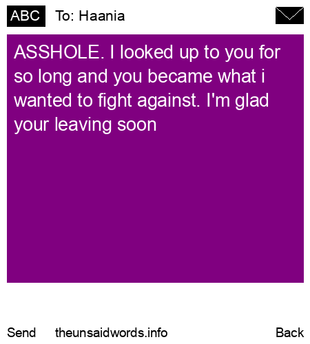 unsent message to Haania