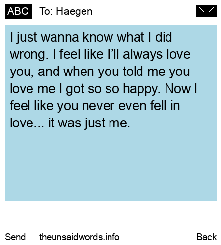unsent message to Haegen