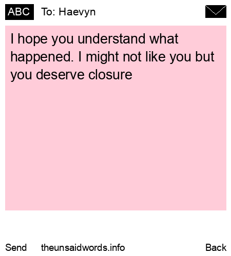 unsent message to Haevyn