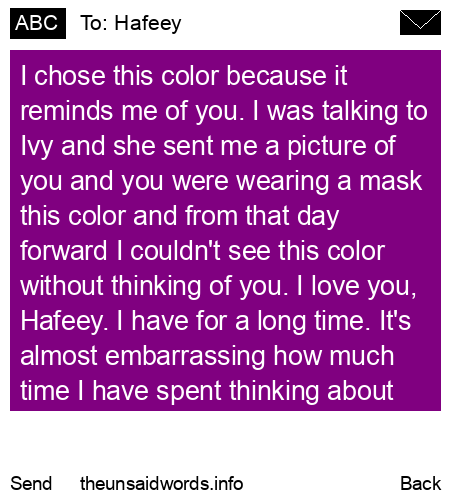 unsent message to Hafeey