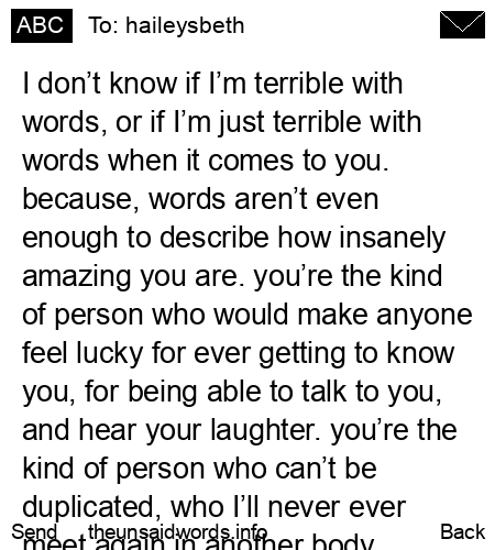 unsent message to haileysbeth