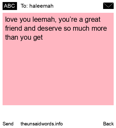 unsent message to haleemah