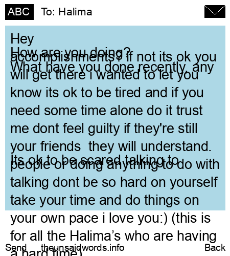 unsent message to Halima