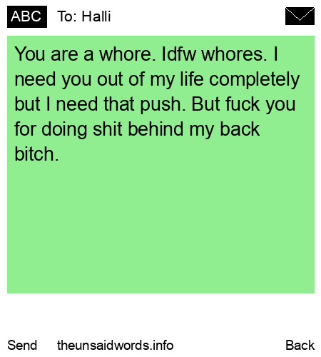 unsent message to Halli