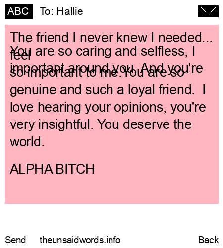 unsent message to Hallie