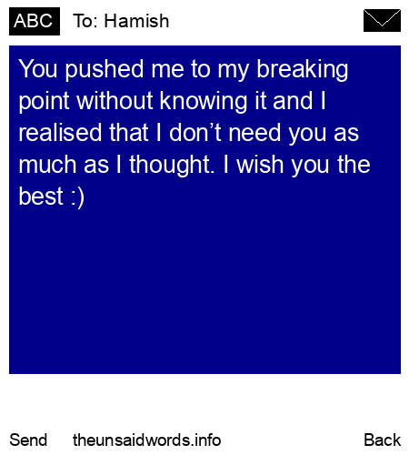 unsent message to Hamish