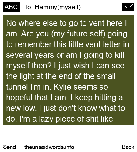 unsent message to Hammy(myself)
