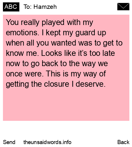 unsent message to Hamzeh