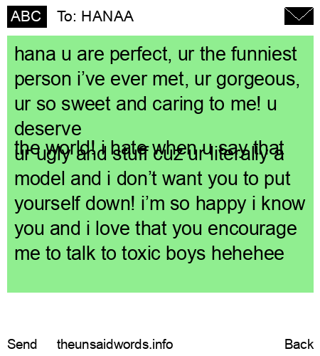 unsent message to HANAA