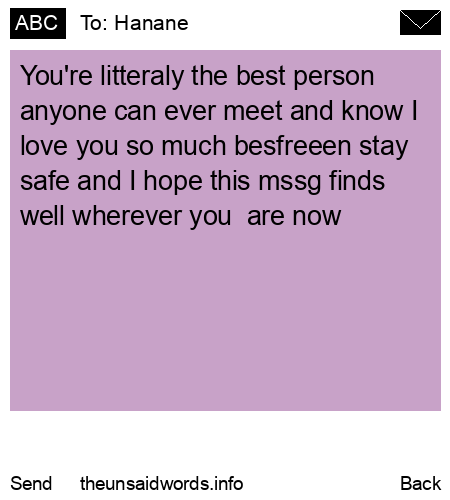 unsent message to Hanane