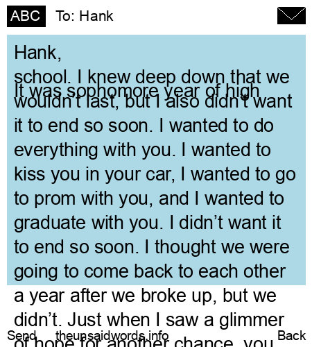 unsent message to Hank