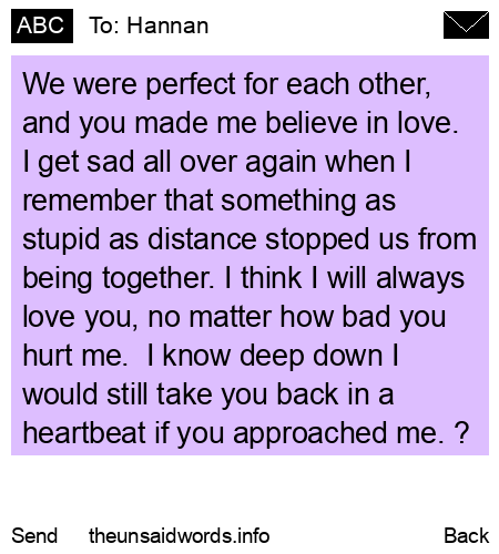 unsent message to Hannan