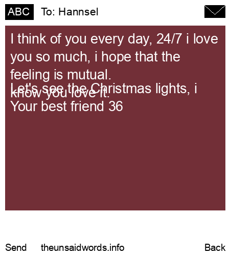 unsent message to Hannsel
