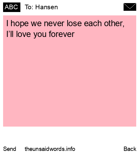 unsent message to Hansen 