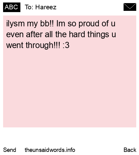 unsent message to Hareez