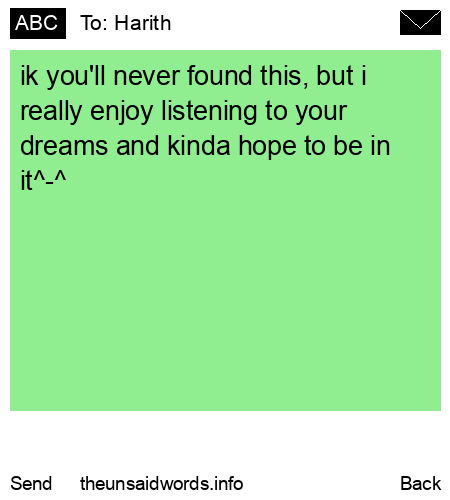 unsent message to Harith
