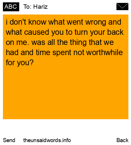 unsent message to Hariz