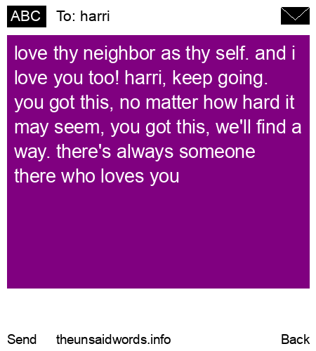 unsent message to harri