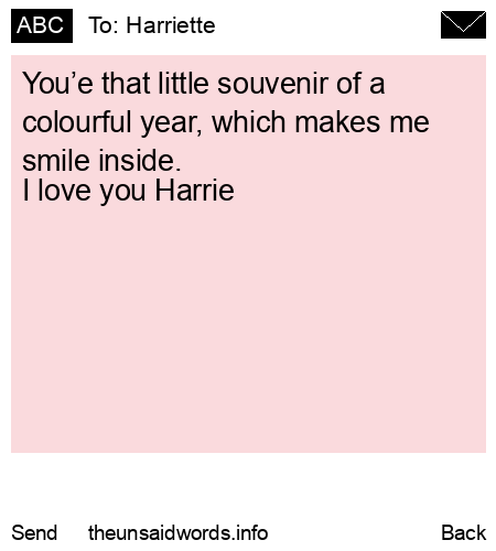 unsent message to Harriette 