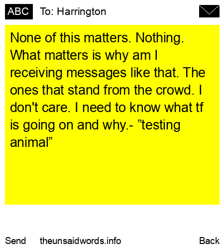 unsent message to Harrington