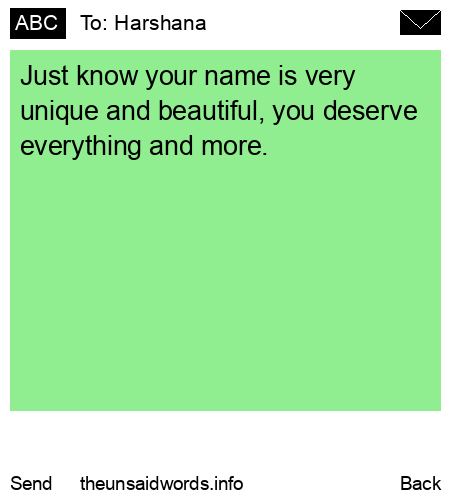 unsent message to Harshana