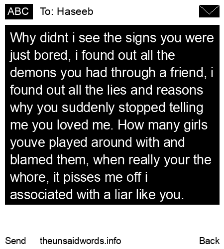 unsent message to Haseeb