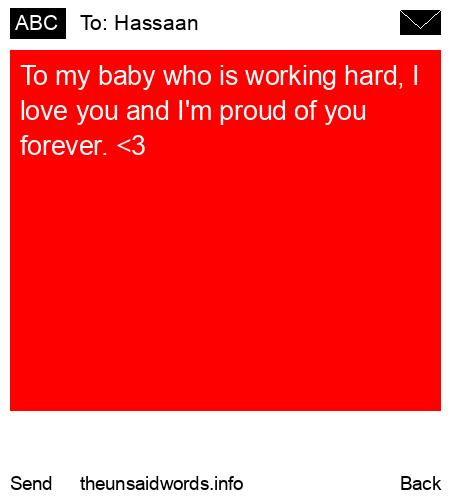 unsent message to Hassaan