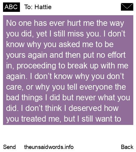 unsent message to Hattie