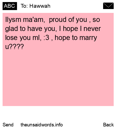 unsent message to Hawwah