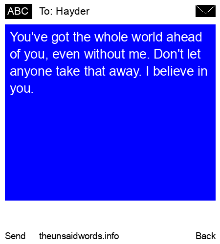 unsent message to Hayder