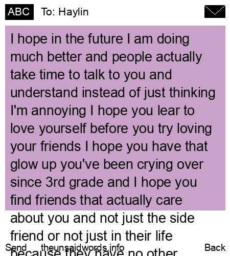 unsent message to Haylin