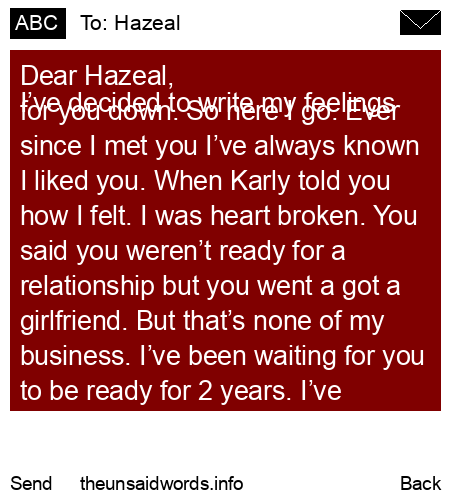 unsent message to Hazeal