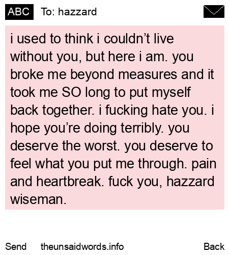 unsent message to hazzard