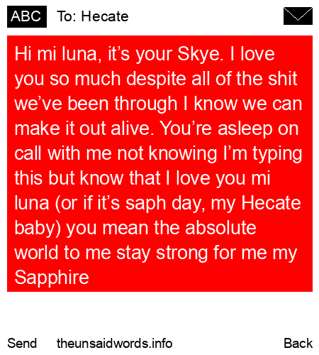unsent message to Hecate