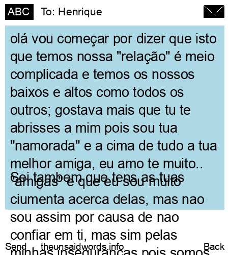 unsent message to Henrique