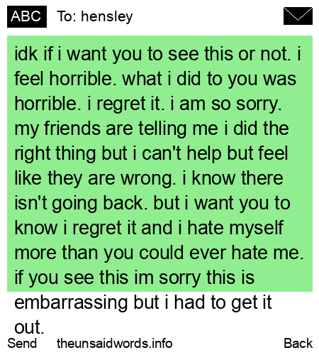 unsent message to hensley