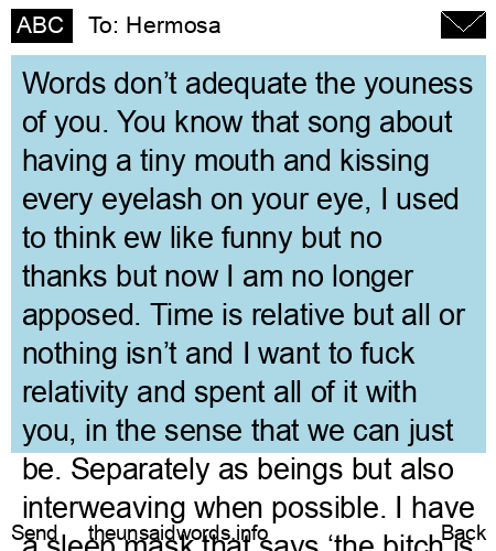 unsent message to Hermosa