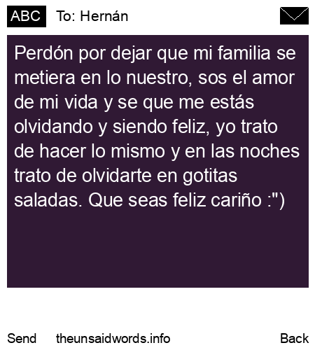 unsent message to Hernán