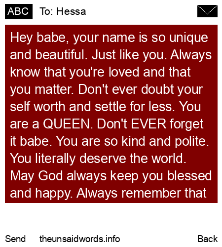 unsent message to Hessa