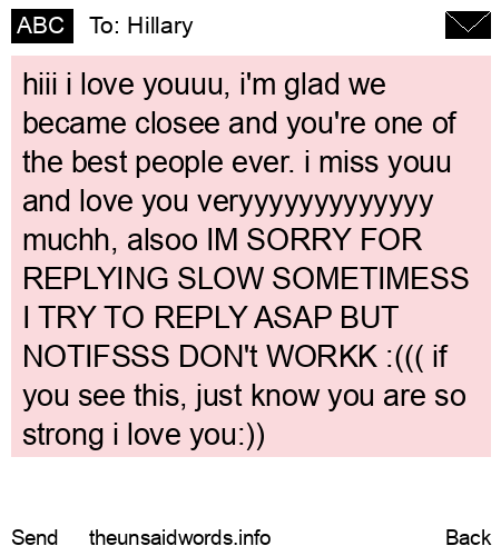 unsent message to Hillary
