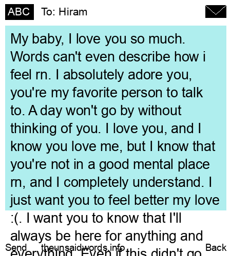 unsent message to Hiram