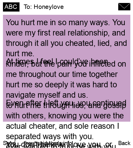 unsent message to Honeylove