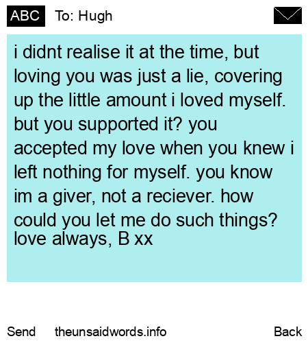 unsent message to Hugh