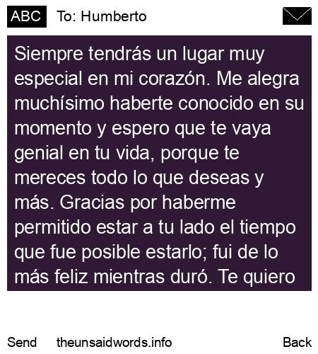 unsent message to Humberto