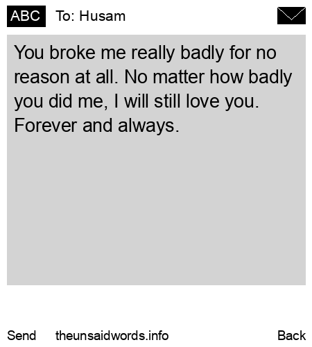 unsent message to Husam