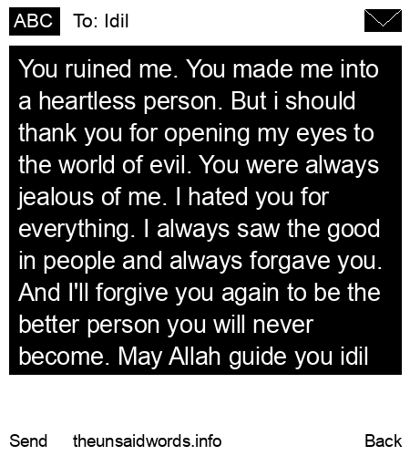 unsent message to Idil